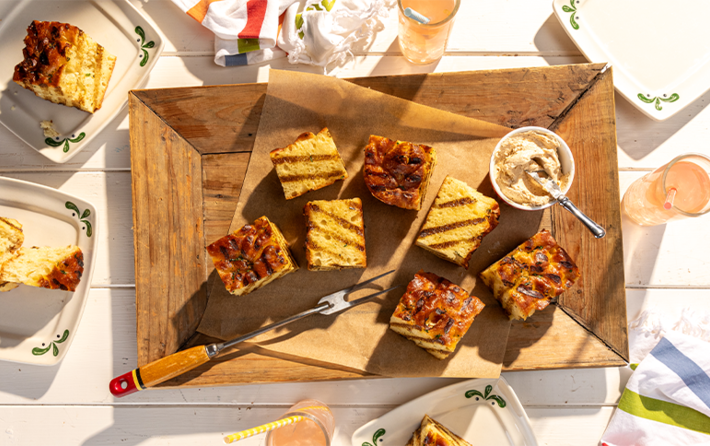 Grilled Focaccia & Rum Butter